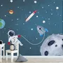 Watercolor Space with Astronaut and Meteor Wallpaper Mural