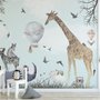 Papier peint aquarelle enfants animaux de la forêt avec girafe zèbre hippopotame panaromique