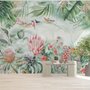 Bunte Tropische Exotische Kaktusblumen mit Kleinen Vögeln Fototapete