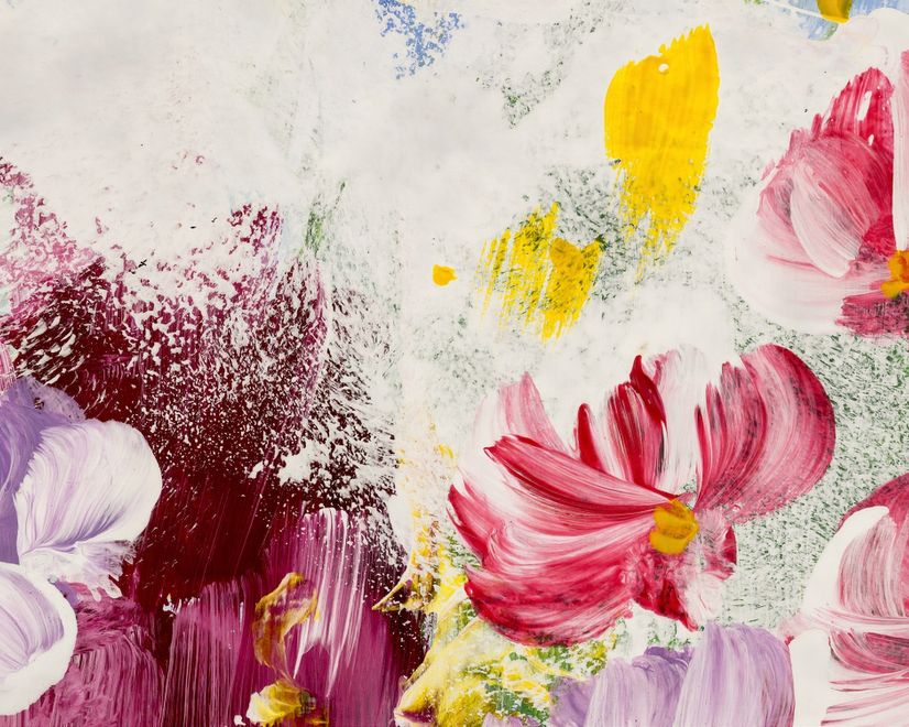 Pink Red Acyrlic Floral Bouqet Wallpaper Mural