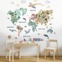 Kids Watercolor World Map Wall Decal Sticker