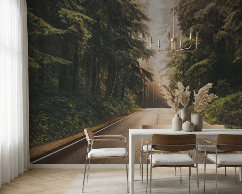 Highway on the Forest Landscape Wallpaper Mural