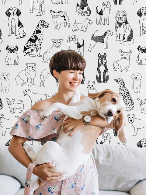 Kids Cartoon Cute Dog Family Wallpaper Mural