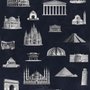 Vintage World Architecture Sketch Wallpaper Mural