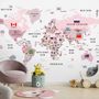 Kids Colorful World Map with Flags Map Wallpaper Mural