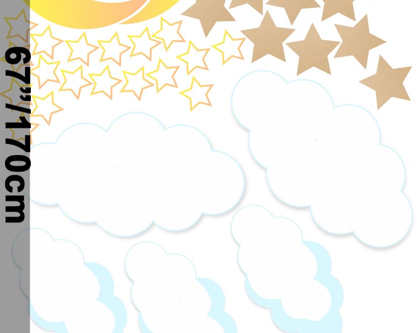 Weiße Wolken und Sterne Wandtattoo