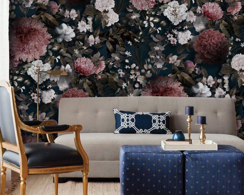 Vintage Dark Florals Wallpaper Mural