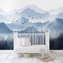 Monochrome Mountainscape with Misty Forest Wallpaper Mural