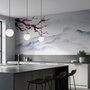 Snowy Mountainscape with Cherry Blossom Wallpaper Mural