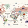 Kids Colorful World Map with Flags Map Wallpaper Mural