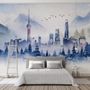 Watercolor Skyscraper Landscape Wallpaper Mural