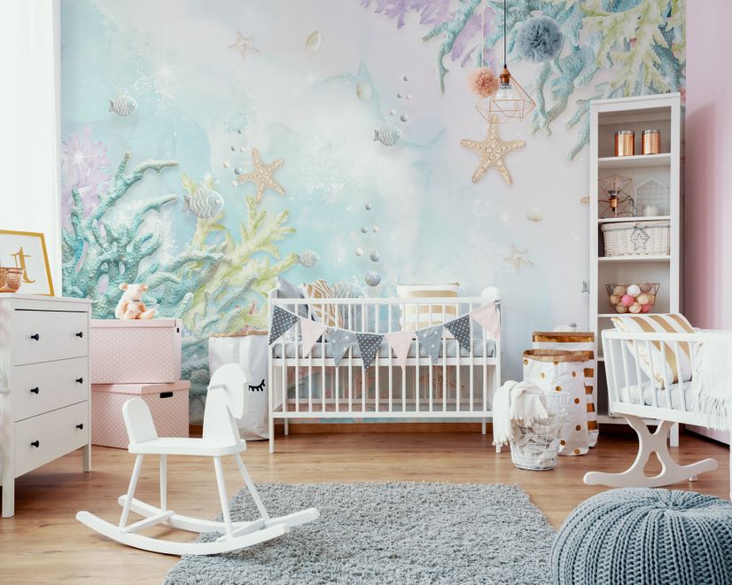 3D Look Soft Undersea with Seashells Wallpaper Mural