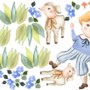 Kids Little Boys and Cute Sheeps Wall Decal Sticker