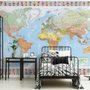 Political World Map and Country Flags Wallpaper Mural