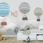 Kinder Cartoon Heißluftballon und Flugzeug Fototapete