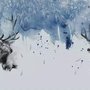 Schneelandschaft mit Geweihträger-Fototapete