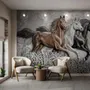 3D Embossed Look Horses Wallpaper Mural