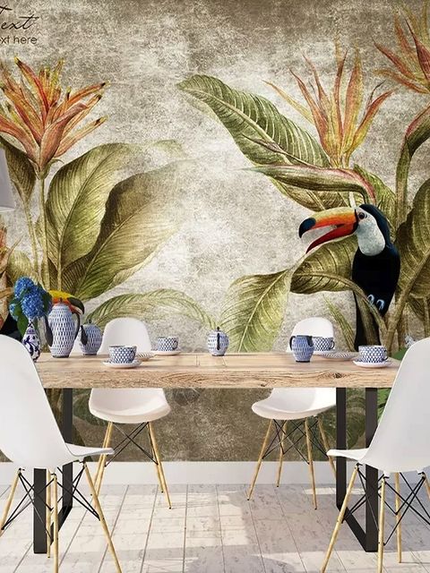 Nostalgic Toucan in the Tropical Forest Wallpaper Mural