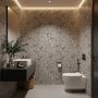 Black outline botanical wallpaper with charcoal wildflowers and grasses on a warm ivory cream ground