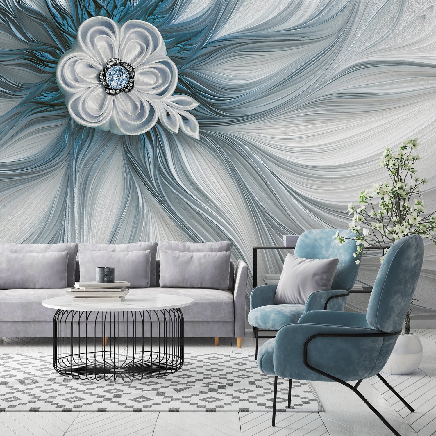 Luxury Flowers Wallpaper Mural - Peel and Stick