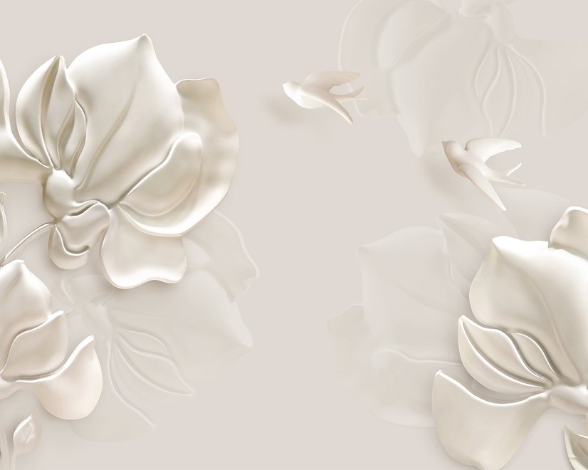 3D geprägter Look Magnolia Blumen Fototapete Kunst