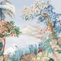 Art Painting Colorful Landscape with Heron Birds Wallpaper Mural