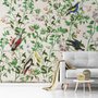 Papier peint feuilles vertes tropicales cigogne canard