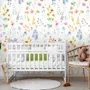 Watercolor Colorful Botanical Wild Flower Wallpaper Mural
