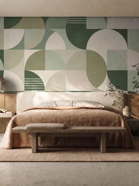 Retro Abstract Geometric Shapes Wallpaper Mural