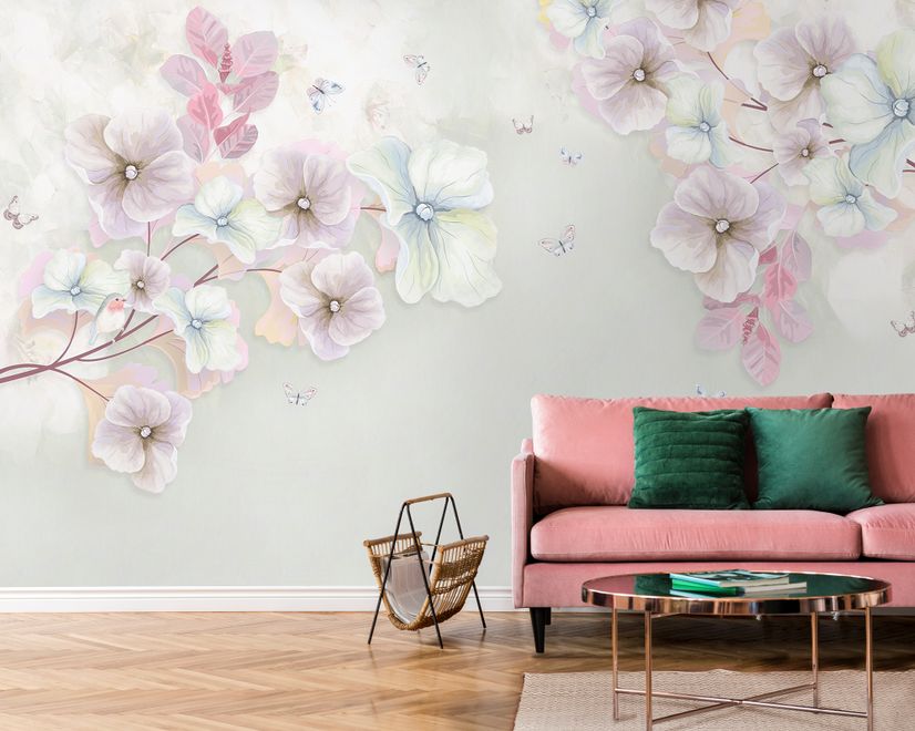 Watercolor Soft Flower Wallpaper Mural