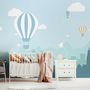 Hot Air Balloon and Blue City Landscape Wallpaper Mural