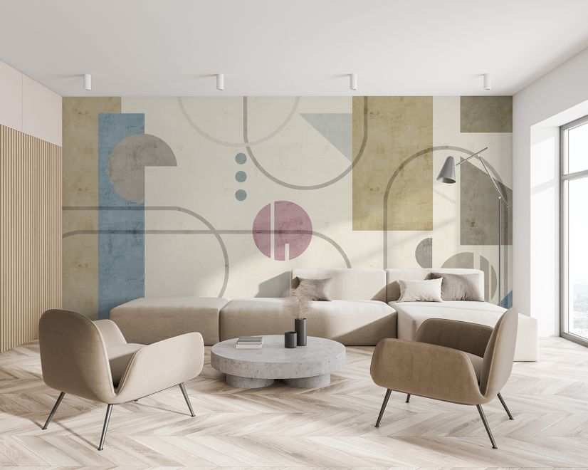 Soft Geometric Shape Art Wallpaper Mural