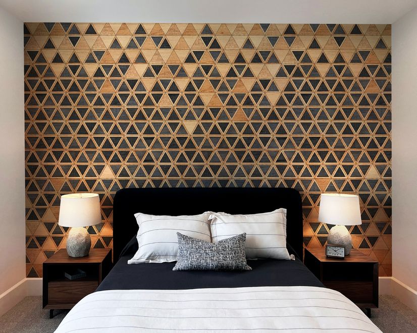 Geometric Triangle Shape Wood Texture Effect Wall Mural 