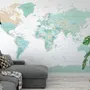 Papier peint panoramique de la carte du monde politique verte