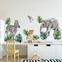 Kids Tropical Animals with Leafs Wall Decal Sticker