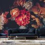 Red Hydrangea Orange Orchid Rose Dark Floral Bouqet Wallpaper Mural