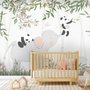 Panda Bear on Elephant Wallpaper Mural