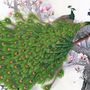 Elegante Pfau mit Kirschblüten Fototapete
