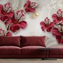 Crystal Red Floral Art Wallpaper Mural