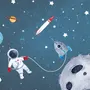 Watercolor Space with Astronaut and Meteor Wallpaper Mural