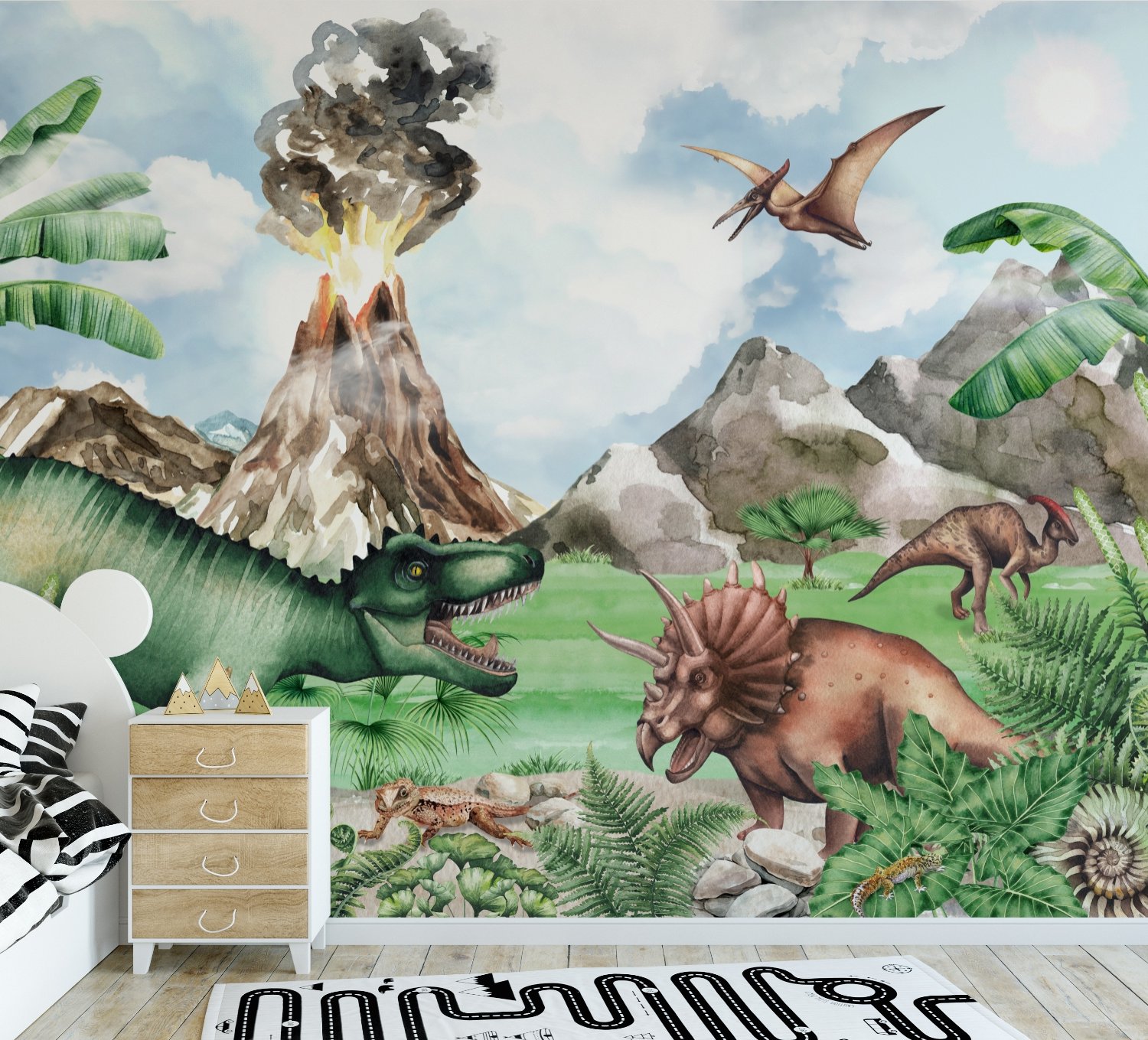 Kids Dinosaur with Trex Jurassic World Wallpaper Mural - Peel and Stick