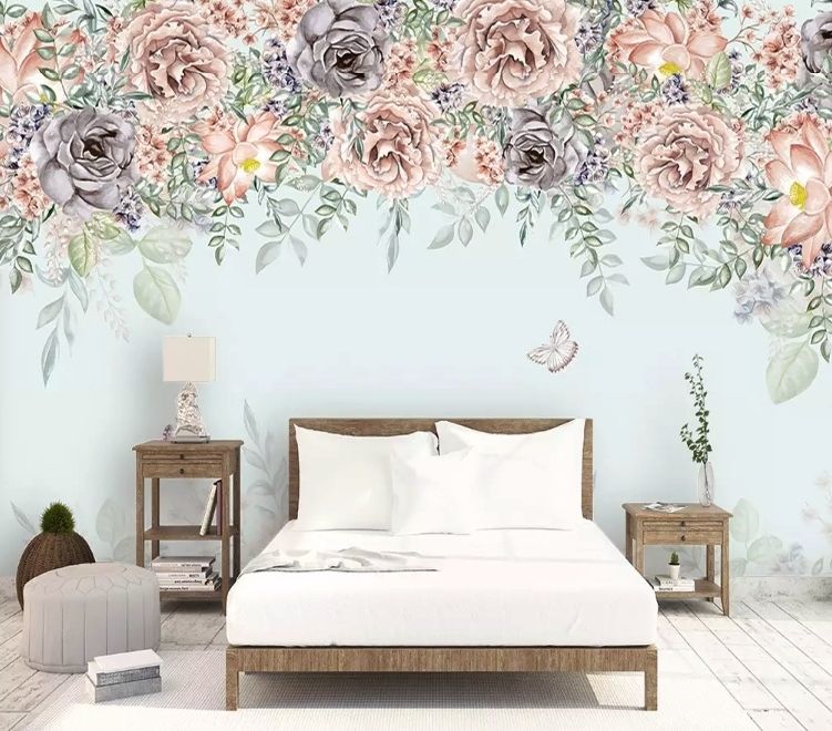 Nostalgic Dark Vine Flowers Wallpaper Mural