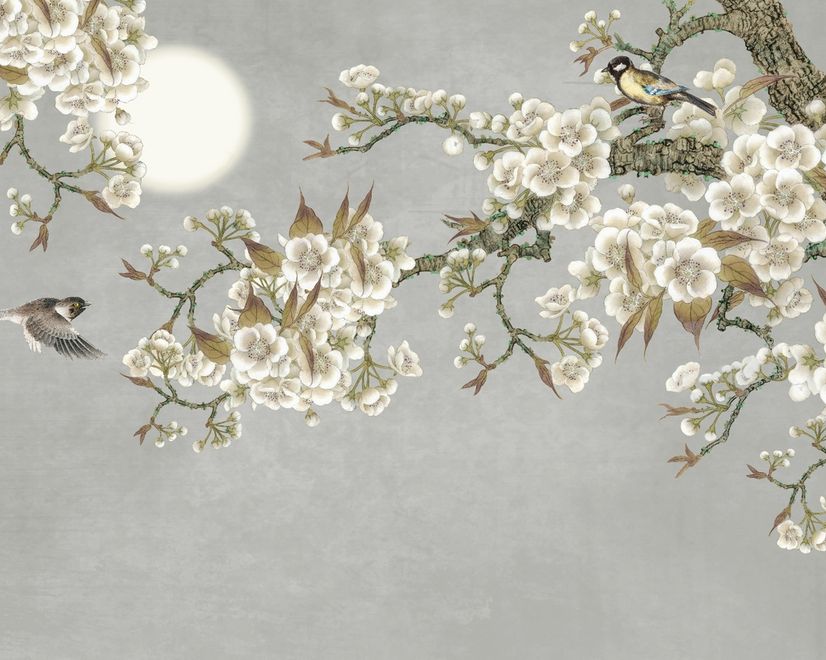White Plum Blossom Wallpaper Mural