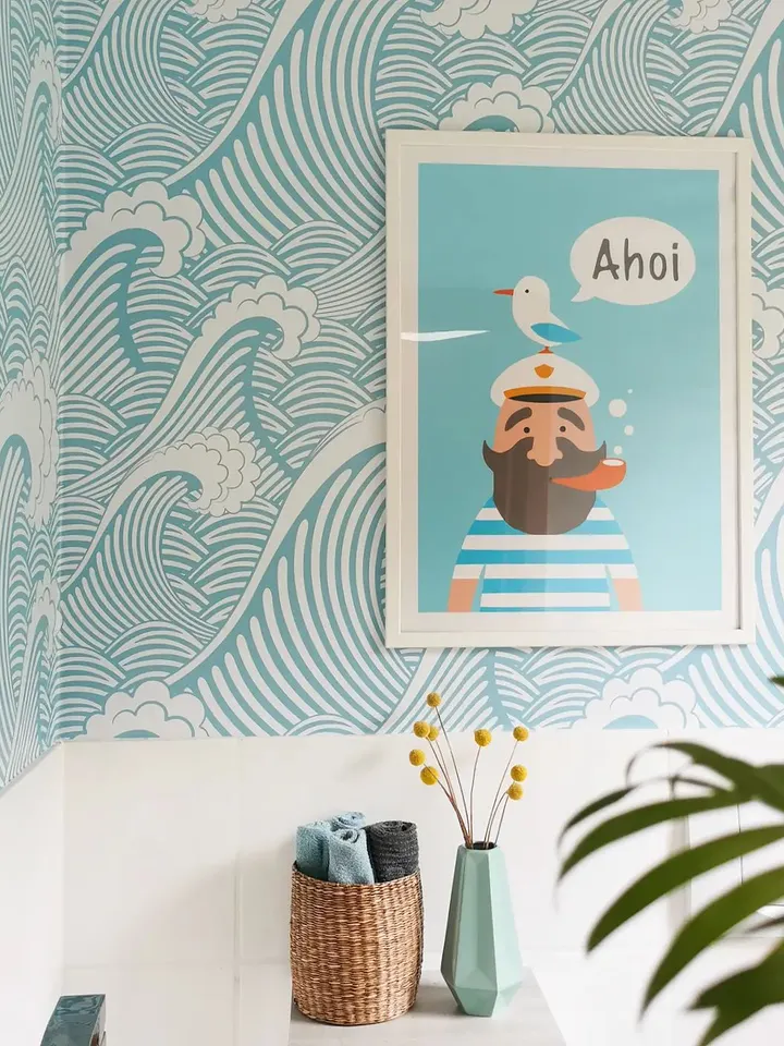 Kids Ocean Wave Pattern Wallpaper Mural