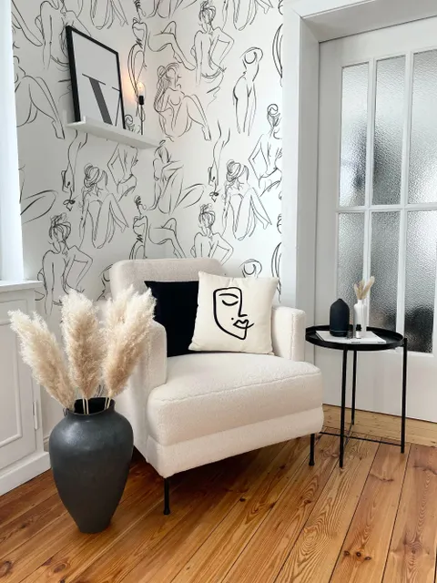 Female Body Line Art Wallpaper Mural