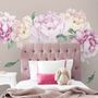 Watercolor Pink White Floral Bouqets with Green Leaf Wall Decal Sticker
