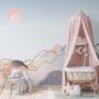 Colorful Mountain with Pink Sun Wallpaper Mural