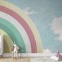 Kids Watercolor Sky and Rainbow Wallpaper Mural