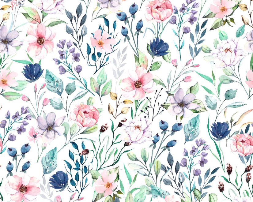 Watercolor Spring Floral Wallpaper Mural