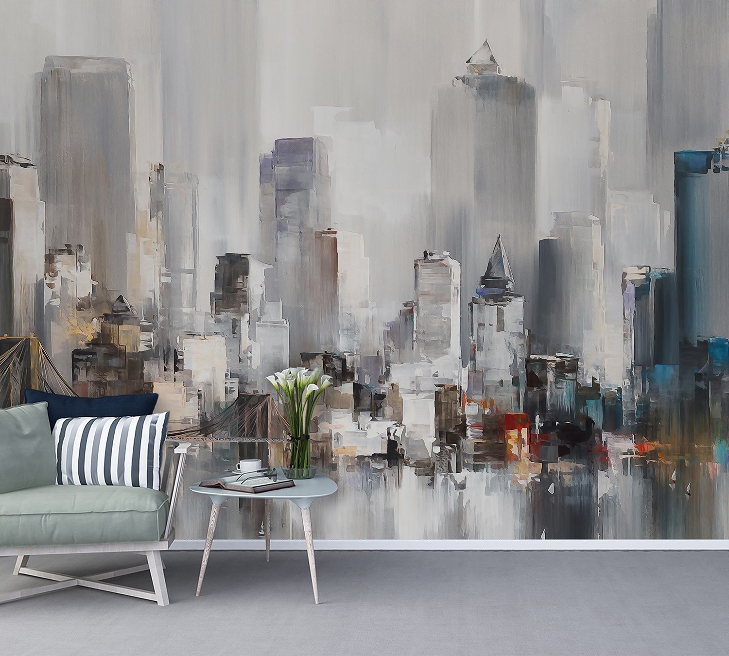 Aquarellmalerei New York City Landschaft Fototapete - Selbstklebende